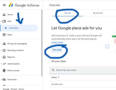 Google Adsense Get Code
