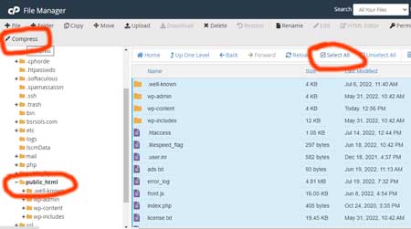 Compressing and downloading the file from File Manager