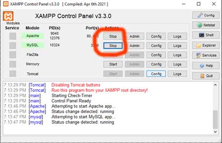 XAMPP Control Panel